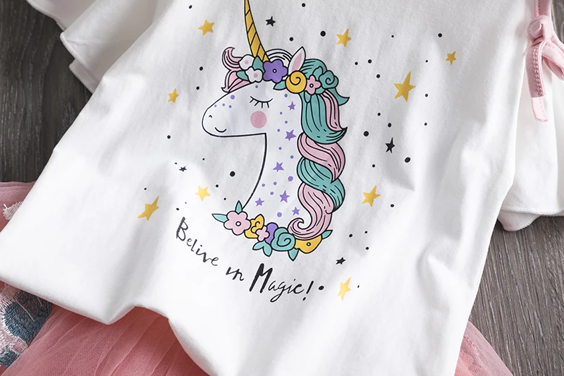 Baby Princess Unicorn Dress Cute Little Girls Summer Chiffon Clothes Kids Lace Dresses fantasia unicornio menina 2 6Y | Детская одежда
