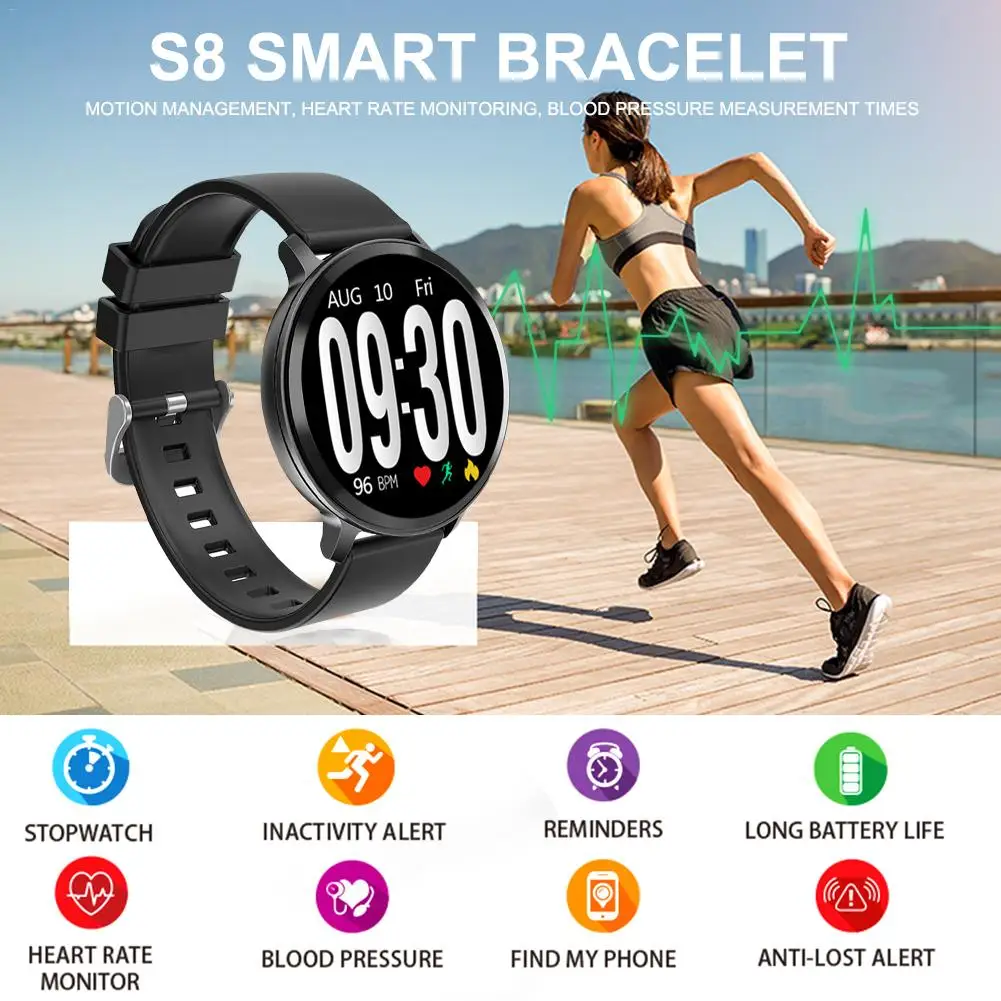 

S8 Sport Waterproof Smartwatch Man FitnessTracker Heart Rate SleepTracker Smart Bracelet Call Information Reminder Relo Digital