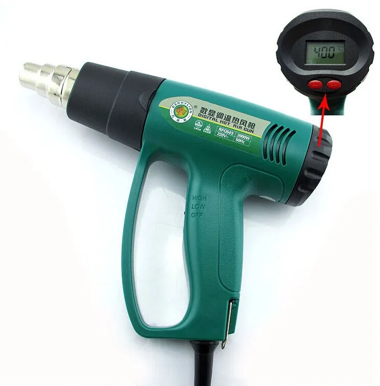 Digital LCD Display 220V 1600W Handheld Portable Hot Air Gun Temperature Adjustable Heat Gun Hot Air Blower Thermostat heat gun