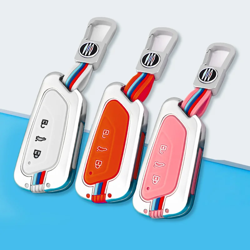 

Alloy Car Key Cover For VW Volkswagen Golf 8 Mk8 2020 Skoda 3 Buttons Smart Keyless Remote Control Fob Cases Keychain Holder