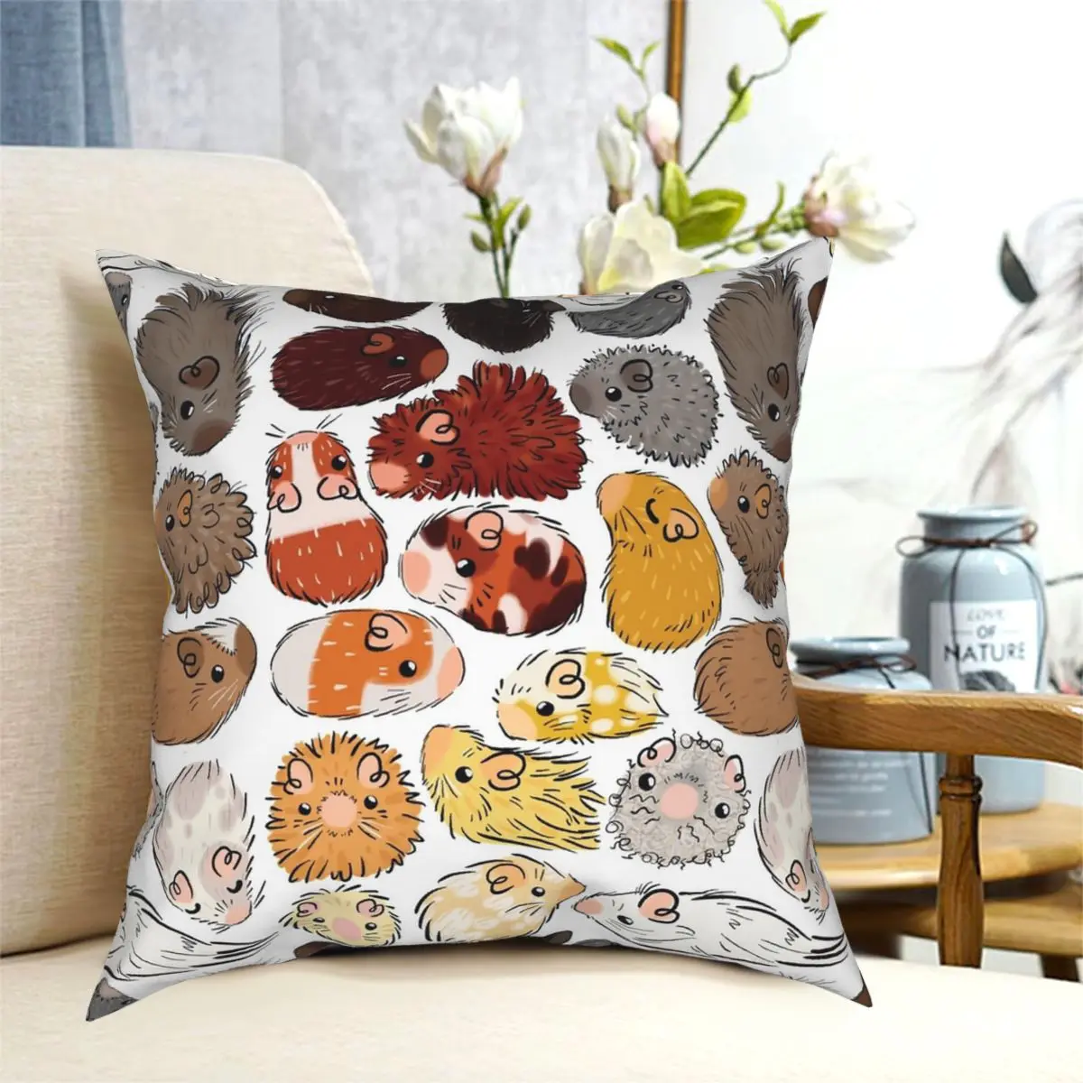 Морская свинка градиентная квадратная Подушка Чехол из полиэстера с узором на