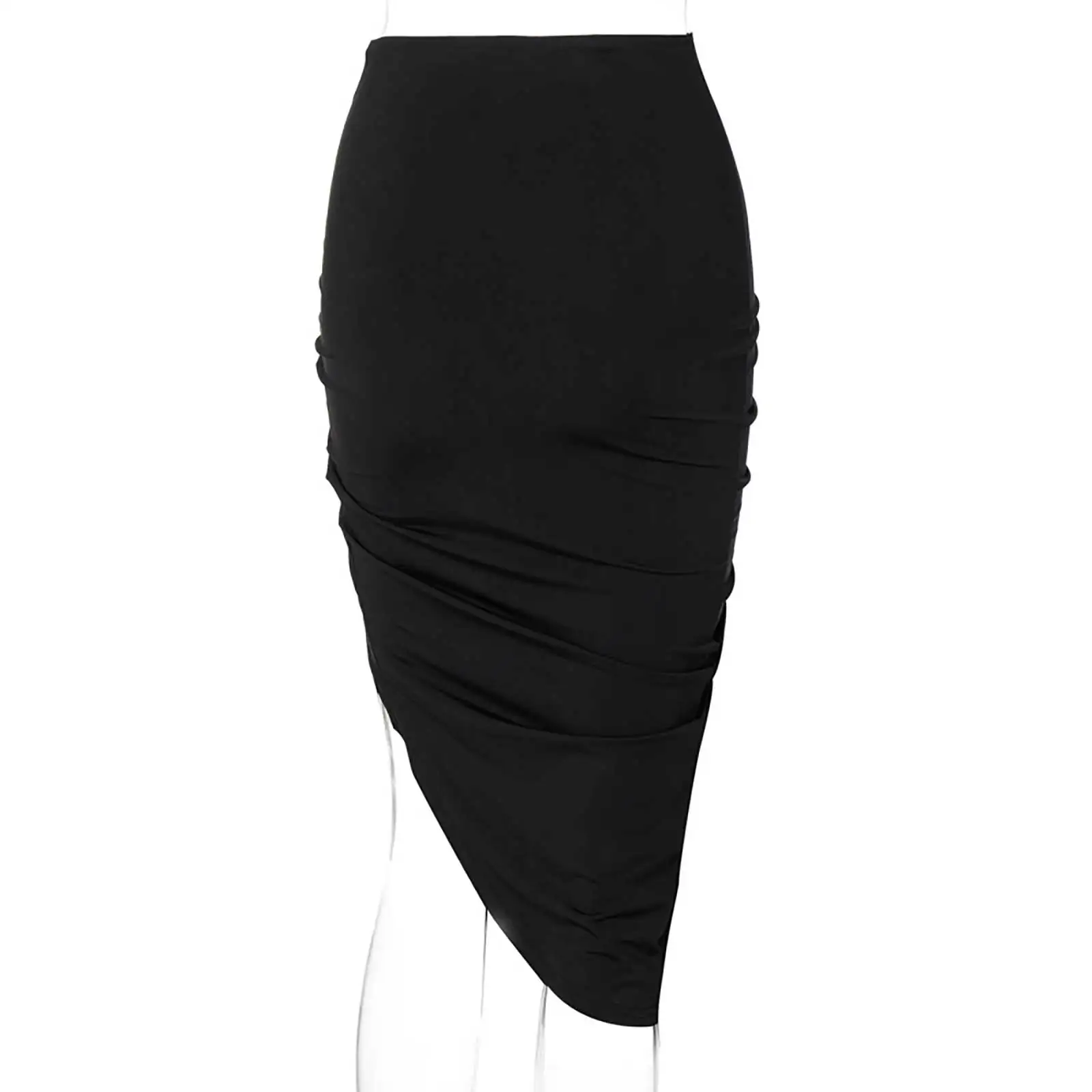 

IIXPIN Women High Waist Drawstring Ruched Skirt Female Fashion Sexy Irregular Bodycon Skirt Latin Dance Club Wear 2020 Summer