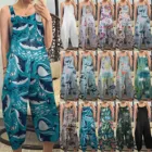 Женский комбинезон без рукавов, летний Свободный комбинезон на бретелях с принтом динозавра