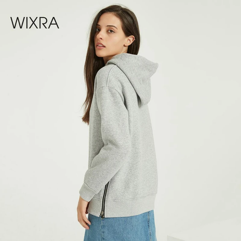 Женские повседневные толстовки Wixra однотонные Свободные на шнуровке с длинным