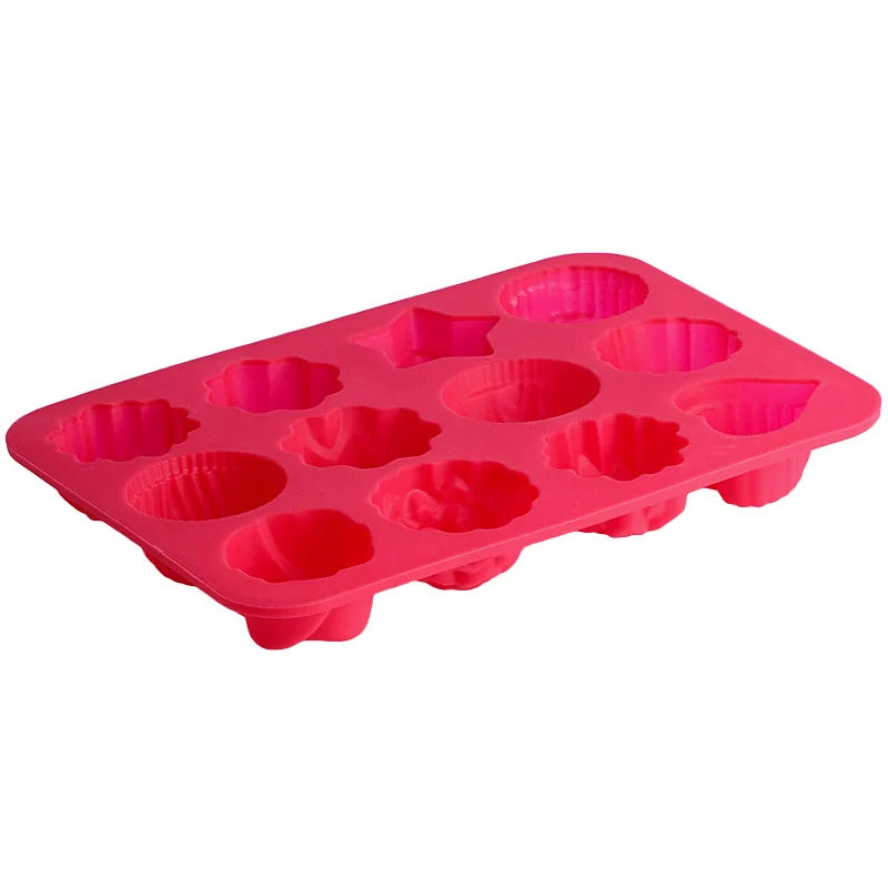 Утолщенная форма для выпечки тортов из силикагеля в виде цветов и травы 12 ячеек