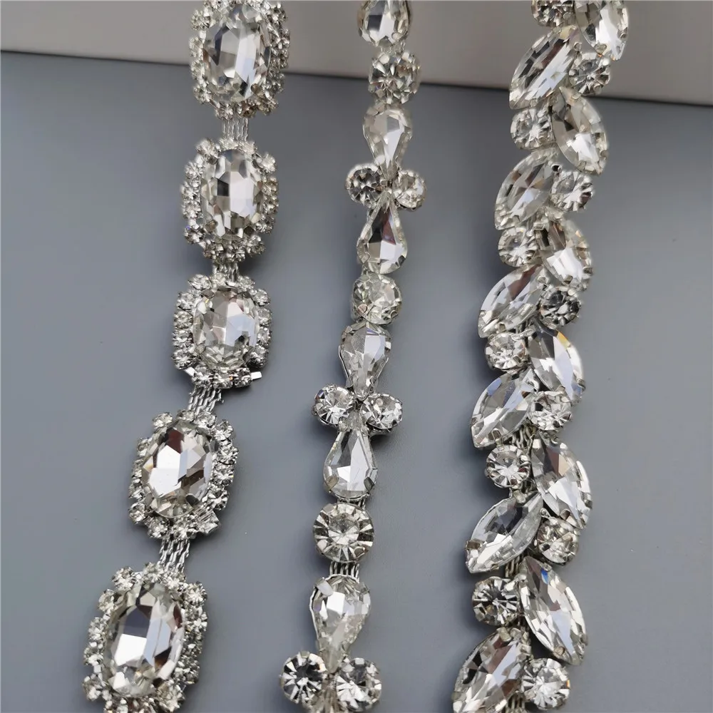 Цепочка из серебряного хрусталя украшение для свадебного платья стразы