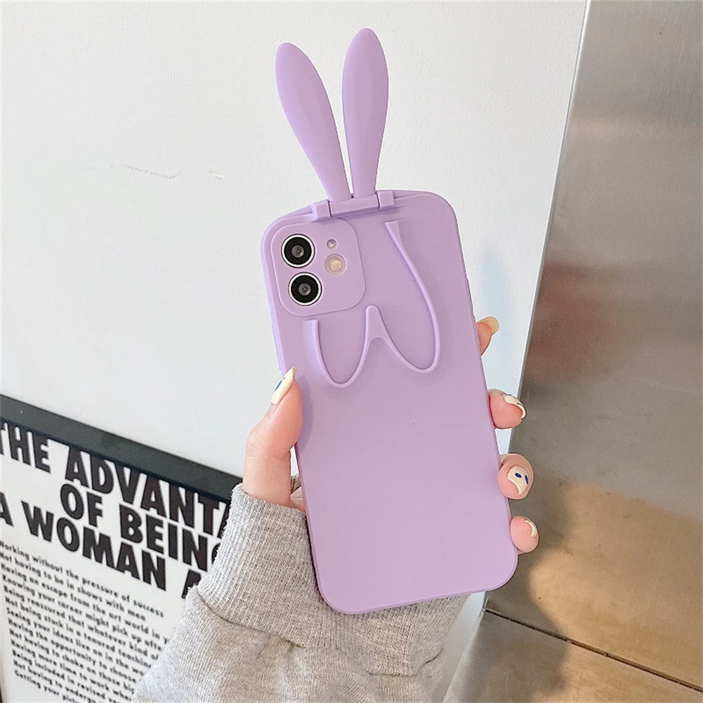 Simple Protective Sleeve for IPhone 13 Pro Promax Creative Cute Bunny Ear Mobile Phone Case with Holder | Мобильные телефоны и