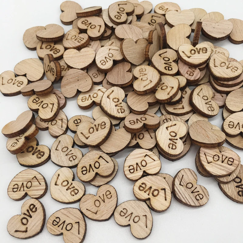 

100Pcs/Lot Heart-shaped Wood Chip DIY Crafts Lettering Love Wooden Block Wedding Birthday Party Ornaments Bedroom Home Decor