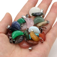 natural stone pendant moon shape semi precious stones exquisite charm for jewelry making diy necklace bracelet accessories