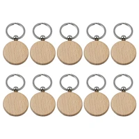 10pcs blank round wooden key chain diy wood keychains key tags can engrave diy gifts 40x40mm