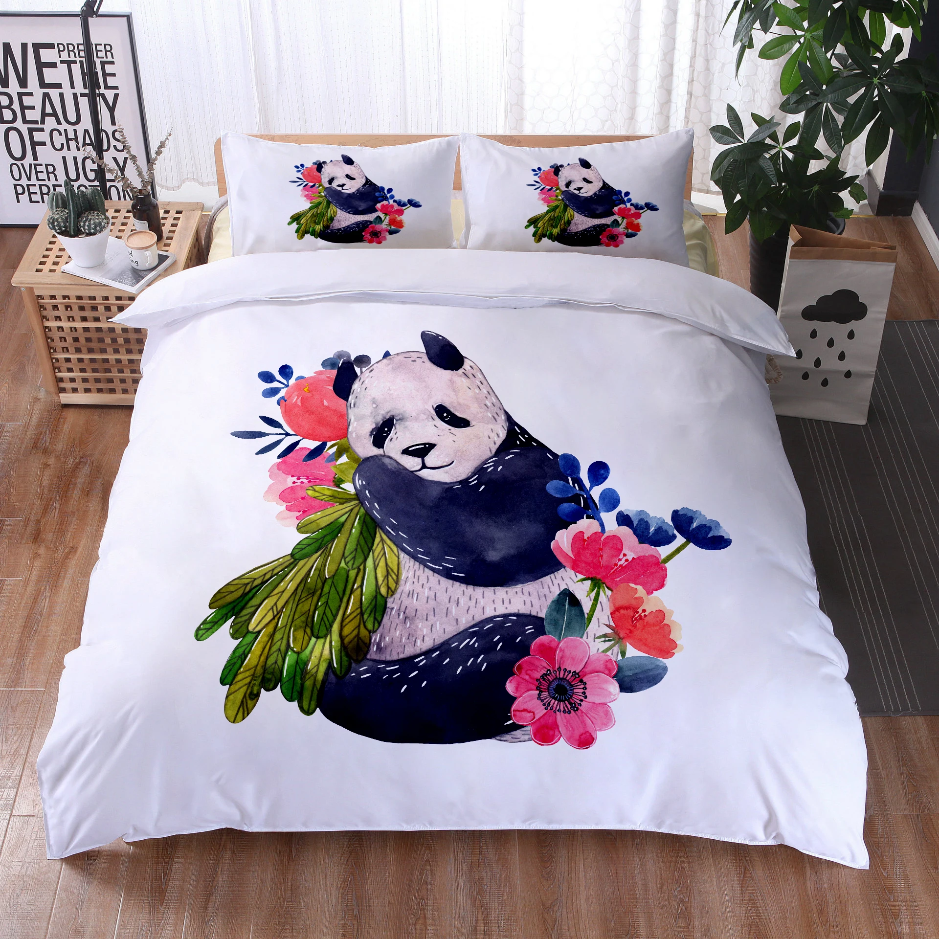 

Cartoon Panada Bedding Set Luxury Cute Animals Printed Duvet Cover Set 3PCS Microfiber Quilt Cover Kids Women Comforter Cover