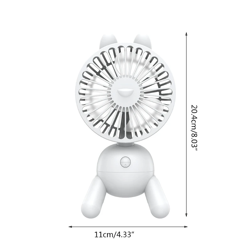 

Mini Desk Fan Puppy-like Style 2400mAh USB Rechargeable Mini Tabletop Fan 4 Gears 80 Degree Rotatable Washable for Room