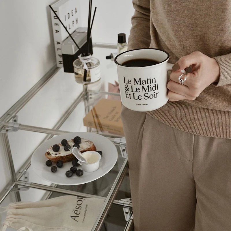 Креативные керамические кофейные чашки с буквенным принтом для завтрака молока