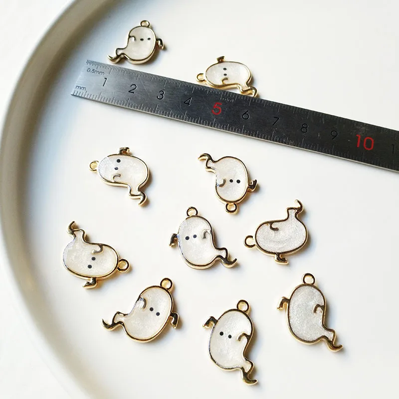

10pcs 16*17mm Cartoon Halloween Alloy Oil Dripping Ghost Pendant DIY Earrings Necklace Jewelry Accessories New Fashion