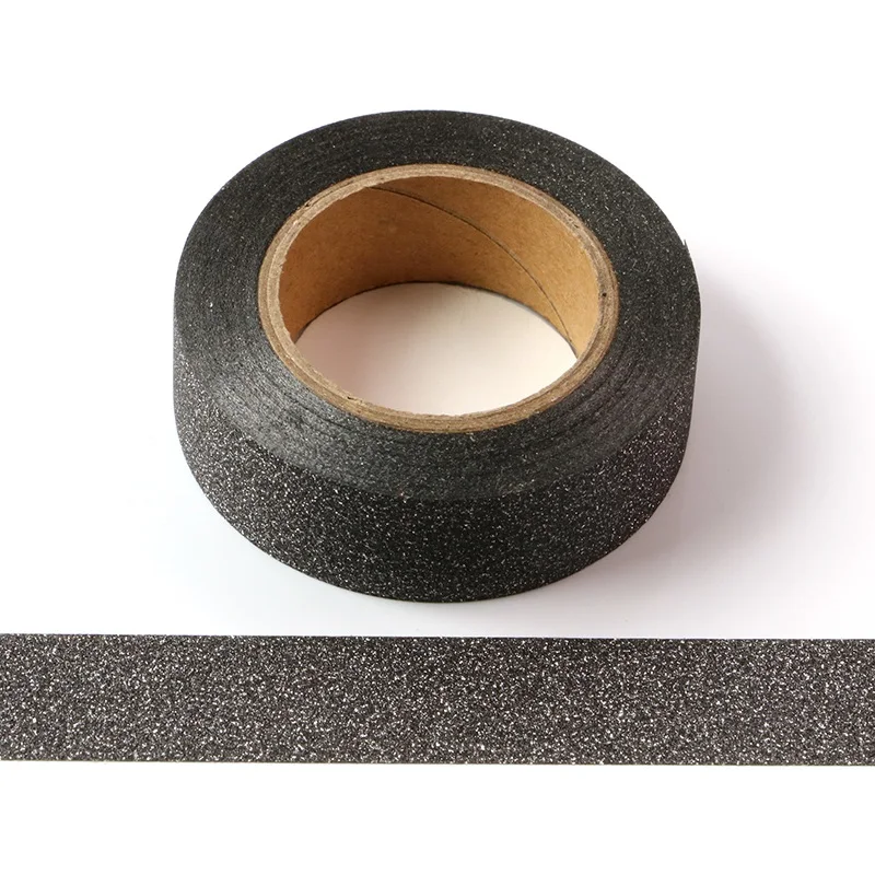 

10PCS/lot Decorative Solid Black Glitter Washi Tapes for Planner Scrapbooking Bullet journal Adhesive Masking Tapes Wholesale