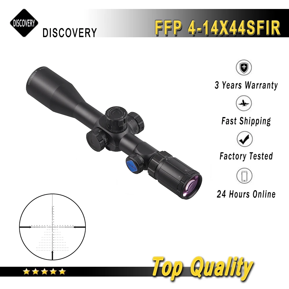 

Discovery Rifle Scope FFP 4-14X44SFIR First Focal Plane Illuminated Riflescope Side Parallax Shooting Optical Sights for Hunting