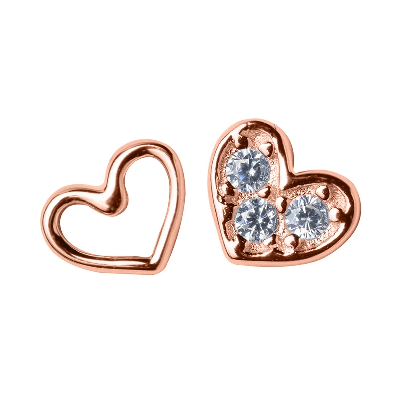 E6559 Rose Gold Trusta 925 пробы серебряные ювелирные изделия женские модные милые миниатюрные маленькие серьги-гвоздики любовь подарок для девочек Дети Леди DS196 - Окраска металла: E6559 Rose Gold