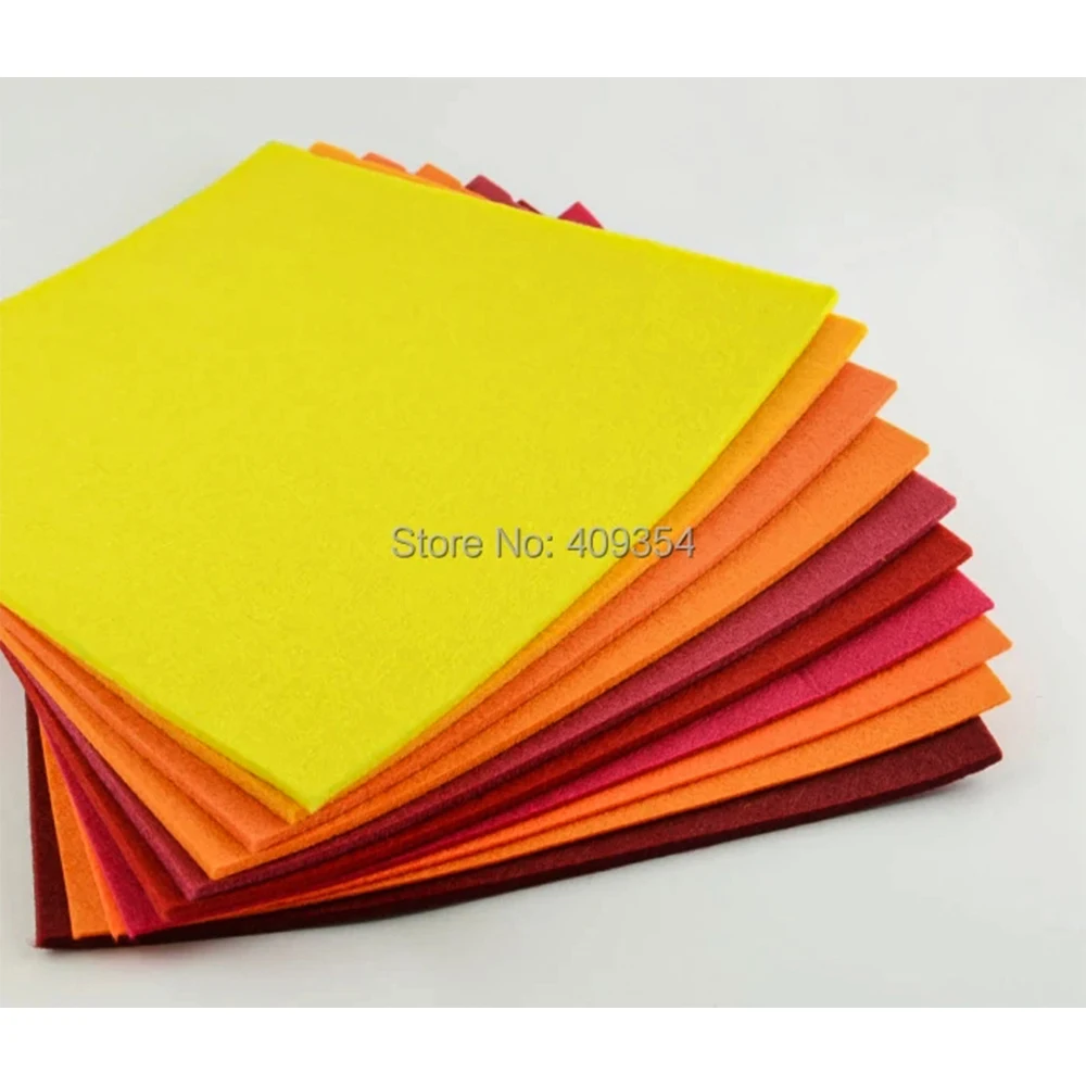Free Shipping 10 PCS/Lot Yellow Red Series Mixed Polyester Nonwoven Felt Fabric Pack 30CMX30CM Needle-punched DIY Craft Cloth | Дом и сад