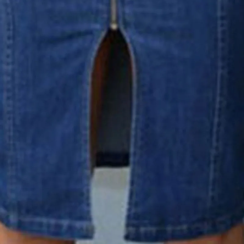 Женское джинсовое платье без рукавов синее облегающее из денима на молнии с