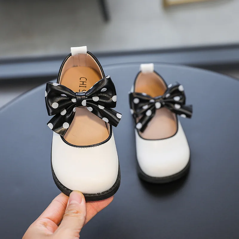 

Girls Bow Leather Shoes 2021 Spring and Autumn New Childrens Single Shoes Small PU Leather Shoes Girls Soft-soled Princess Shoes