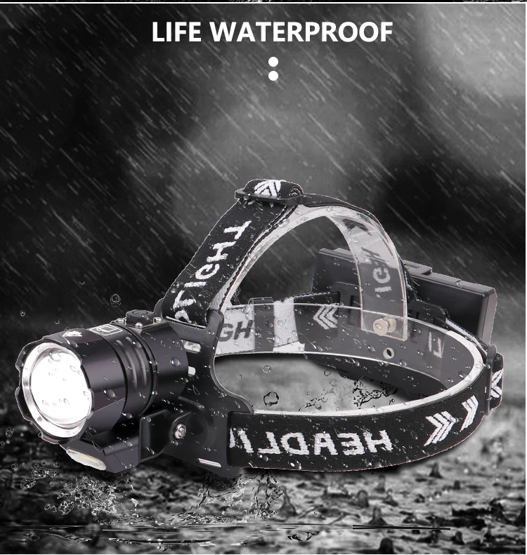

XHP90 Led Headlight LED lamp beads LED Headlamp camping Stylish Zoomable 4 lighting modes waterproof 3*18650 battery With USB