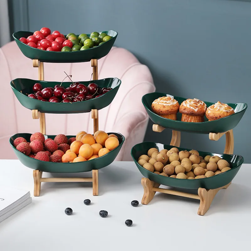 Plastic Fruit Plate Living Room Home Three-layer Snack Creative Modern Dried Basket Candy Dish | Дом и сад