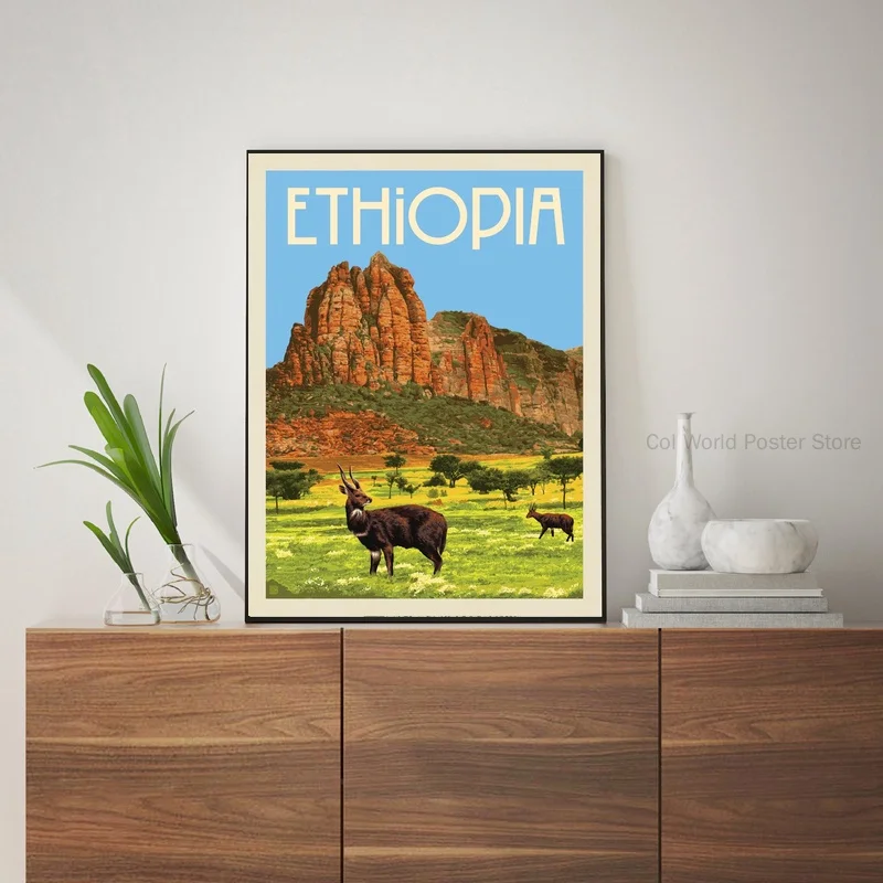 Винтажный постер Эфиопии карта художественный для путешествий подарок домашнее