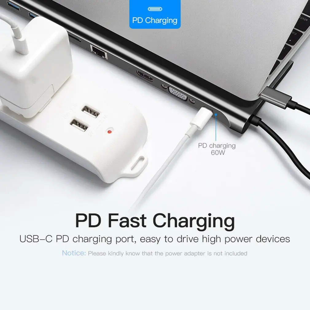10 in 1 HUB USB C 4K Docking station Type HDMI RJ45 Gigabit Lan PD 100W Power supply thunderbolt Hub |