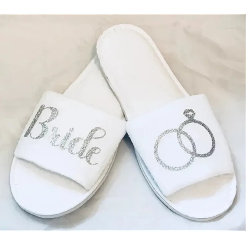 Индивидуальные блестящие свадебные тапочки Серебряное обручальное кольцо