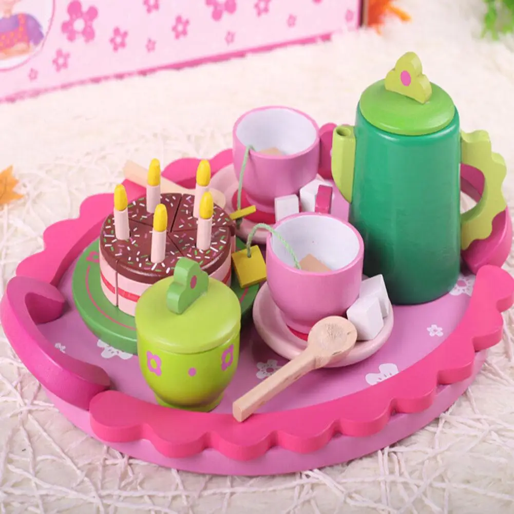 Simulation Wooden Snacks Afternoon Tea Toys Children Play House Kitchen Girls Educational Exquisite Birthday Gift | Игрушки и хобби