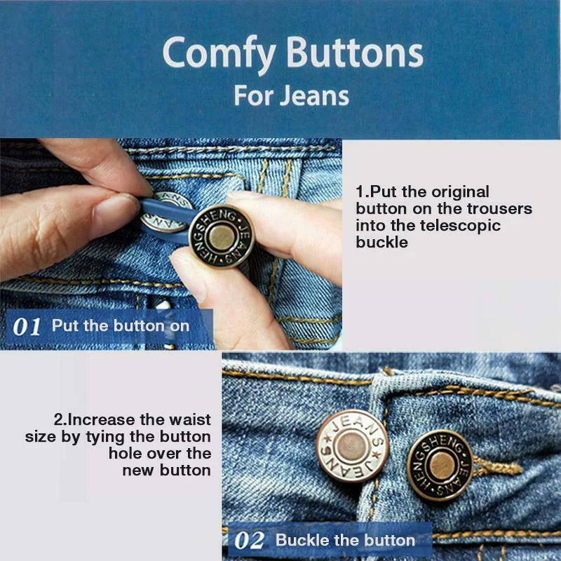 

10pcs Jeans Retractable Button Adjustable Detachable Extended Button for Clothing Jeans K2