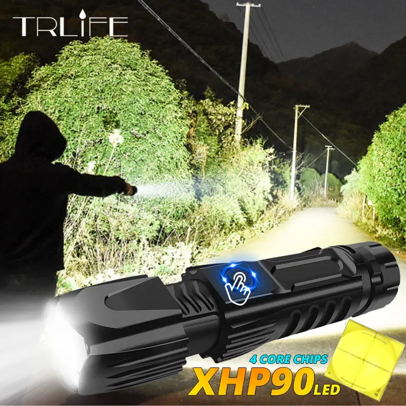 XLamp XHP90 самый мощный Usb масштабируемый светодиодный флэш-светильник Xhp70.2 тактический флэш-светильник фонарь 26650 с умным управлением чипом