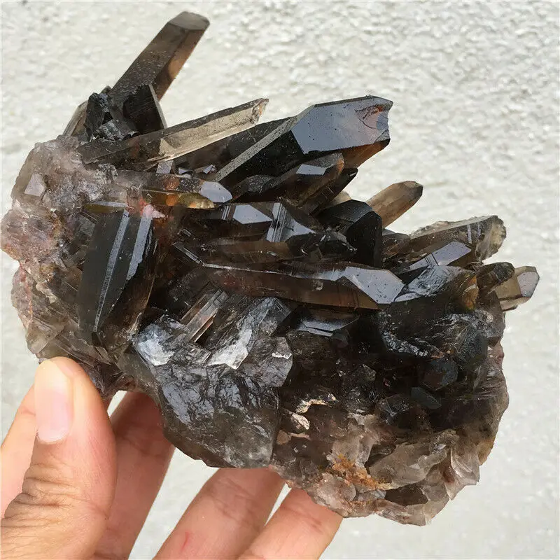 

Natural smokey black quartz cluster specimen crystal healing