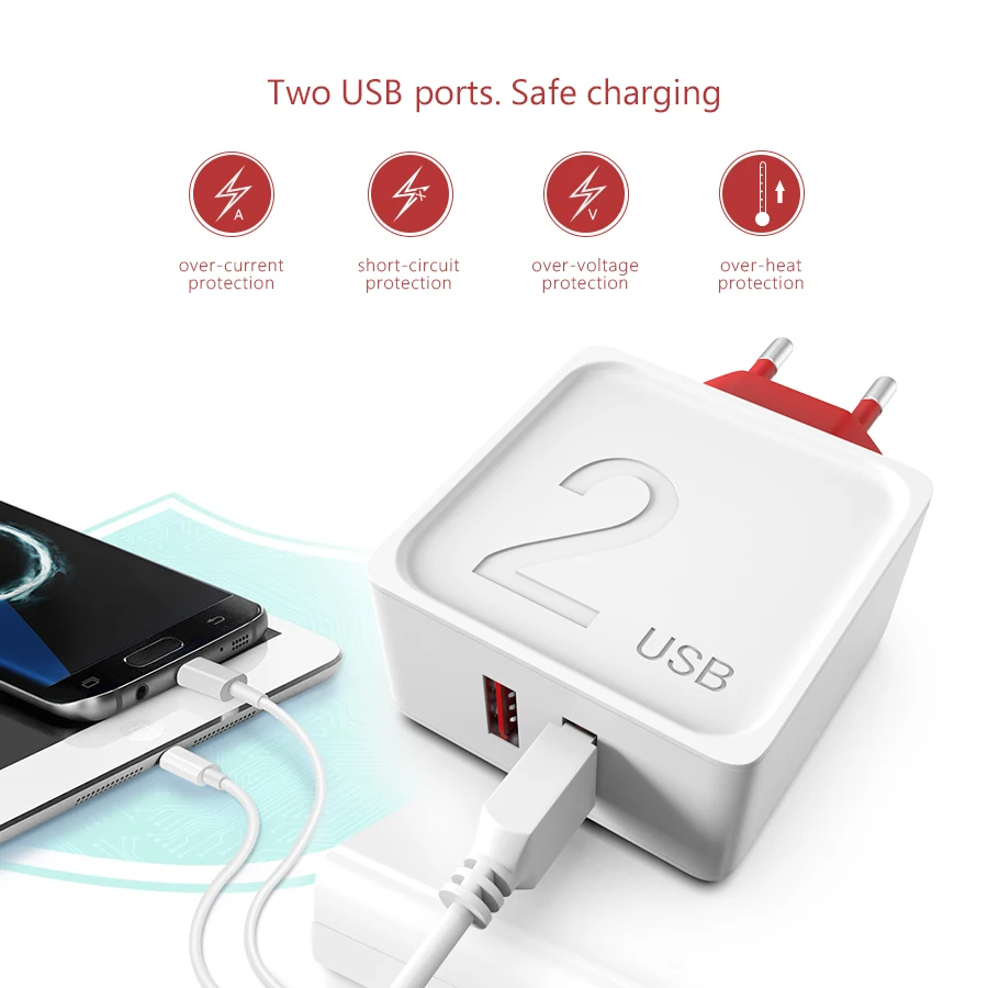 CBAOOO Европейская USB зарядка для iphone зарядное устройство двойной USB 5 В 2.4A Быстрая зарядка настенное зарядное устройство для iphone samsung Xiaomi Max Charge