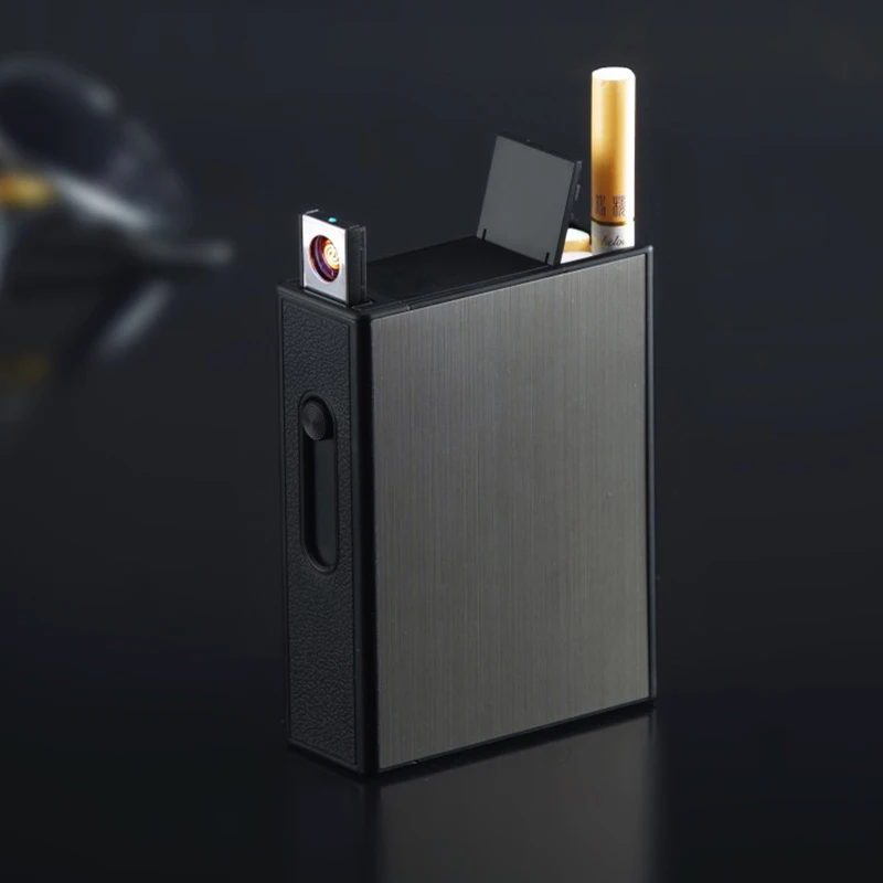 Новинка 20 упаковок металлический чехол для сигарет USB зарядка Электронная