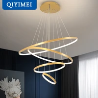 modern led pendant lights for living dining room whitegoldcoffeeblack circle rings luster lamp fixture home indoor lighting