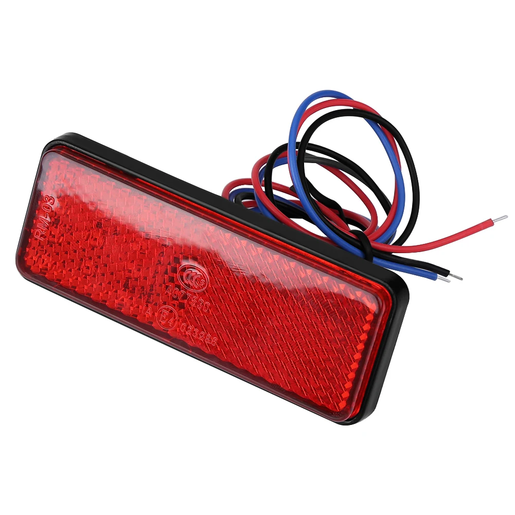 

Universal Motorcycle Scooter Moped Rectangle LED Reflector Tail Brake Light Stop Lamp Red