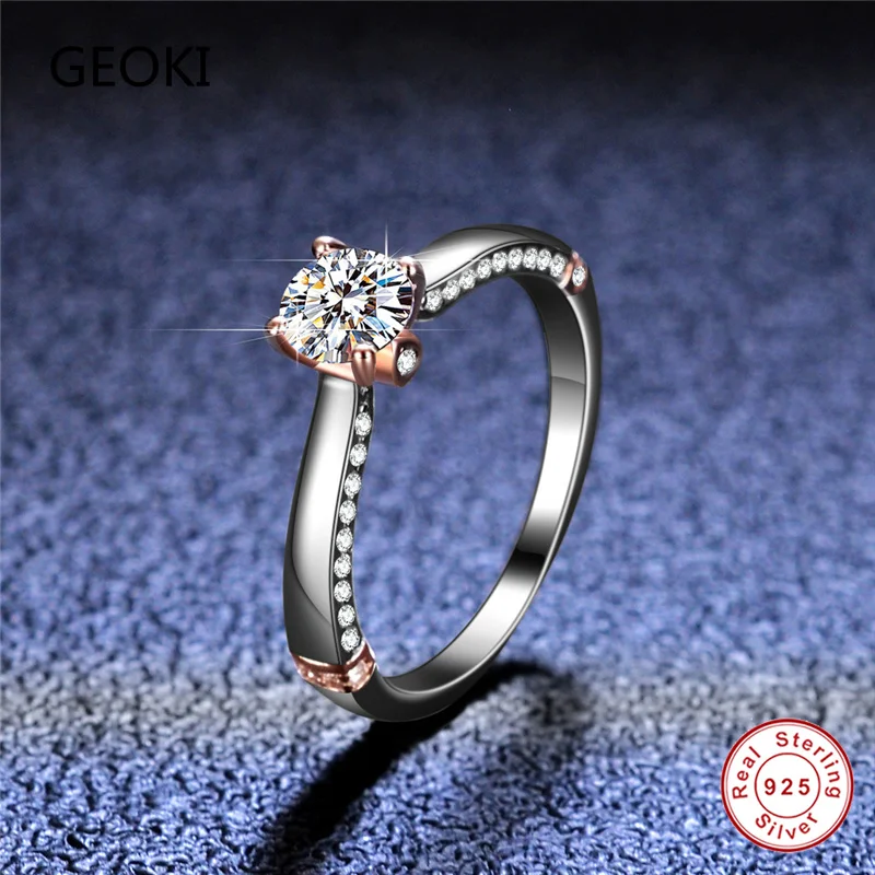 Кольцо Geoki из серебра 925 пробы с бриллиантами 0 5 карат цвет D VVS1 Муассанит голова