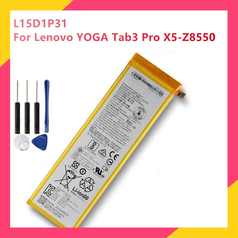 

Original Tablet Battery L15D1P31 For Lenovo YOGA Tab3 Pro X5-Z8550 X5-Z8500 Replacement Rechargable Batteries 4000mAh