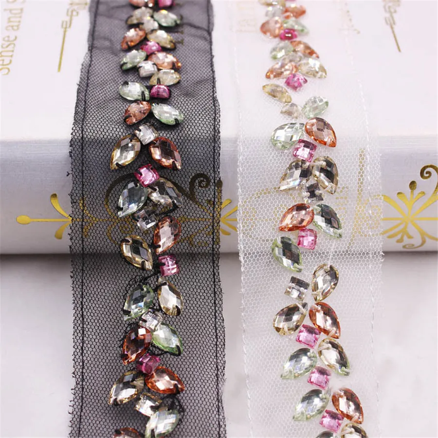 1 ярд 30 мм кружевная лента с бисером ручной работы и отделкой краев для свадебного