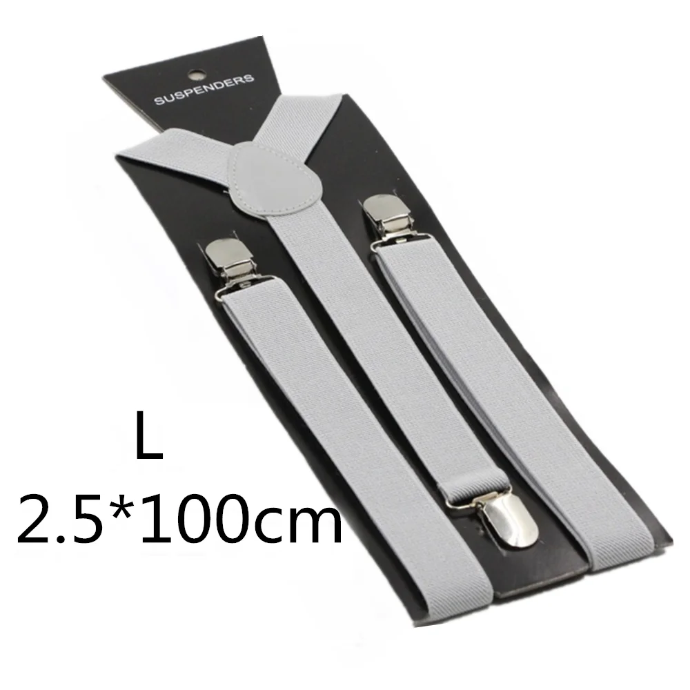 White grey-100cm Однотонные подтяжки унисекс для детей и взрослых, для мужчин, женщин, мальчиков и девочек, эластичные регулируемые детские аксессуары-скобы, 5 размеров, для родителей и детей - Цвет: White grey-100cm