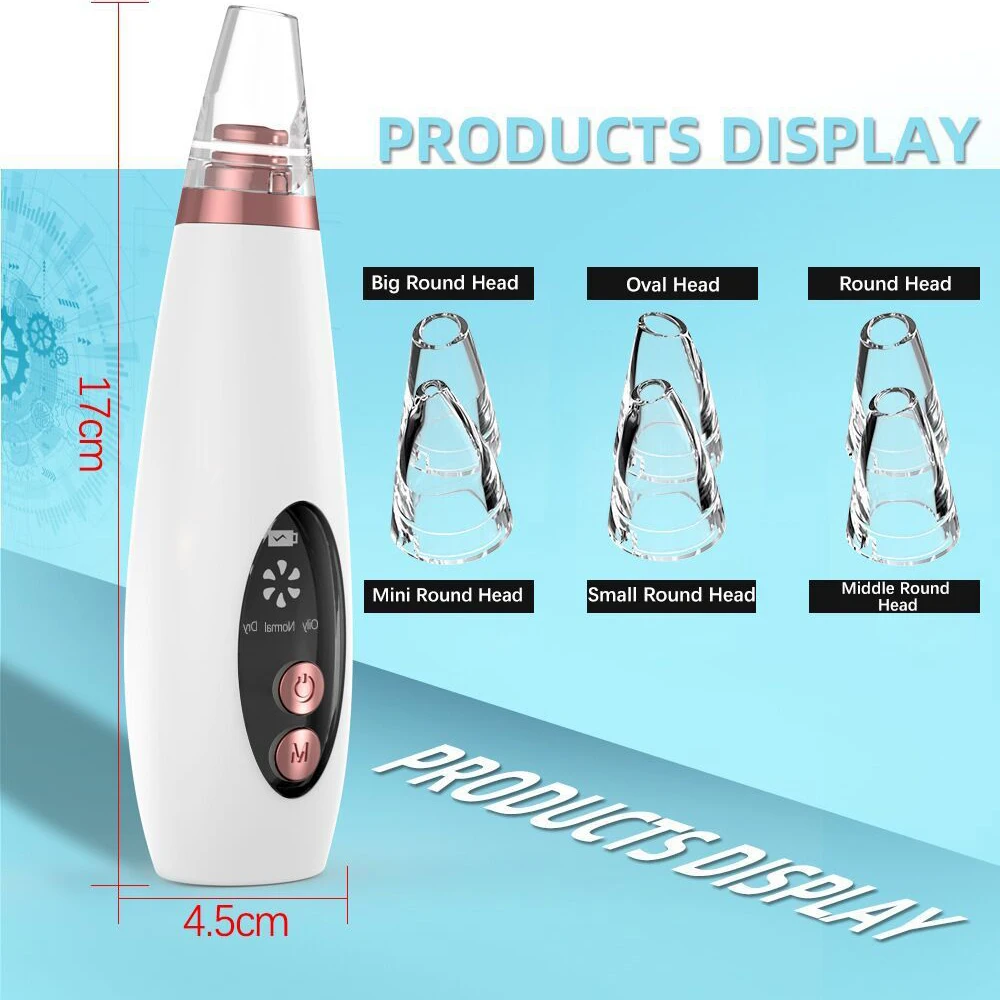 

Blackhead Remover Vacuum Suction Rechargeable Small Bubble Microbubble Pore Cleaner Acne Skin Care Electric Face Nose Cleaser