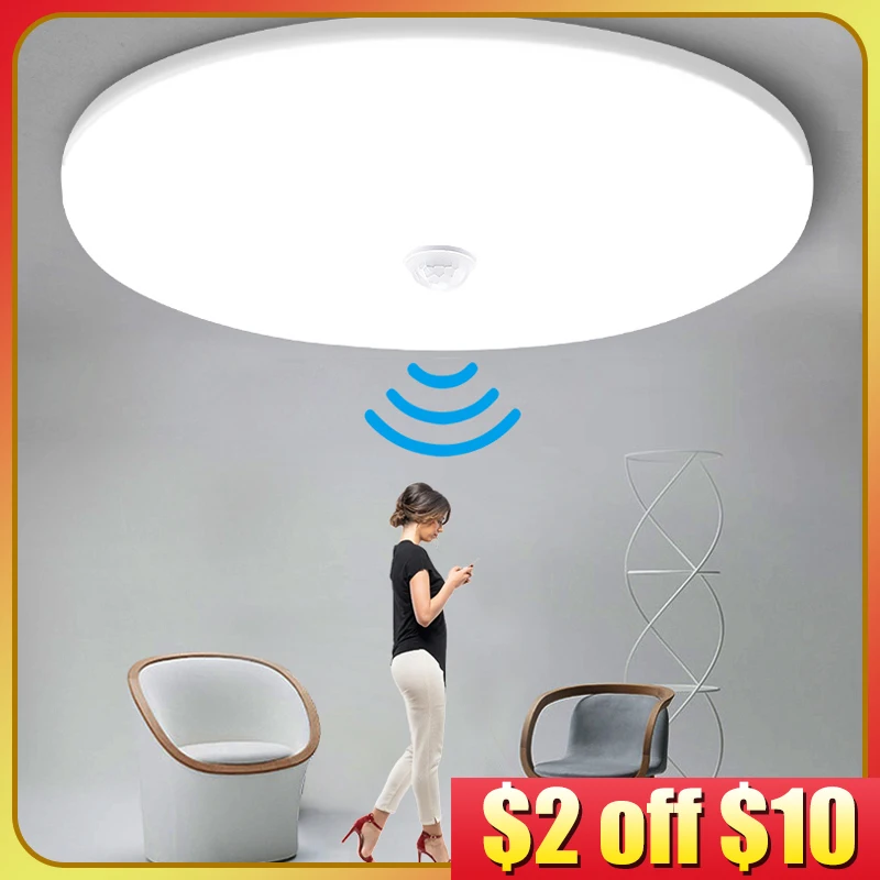 Светодиодный потолочный светильник с датчиком движения 220 В 110 ночники для