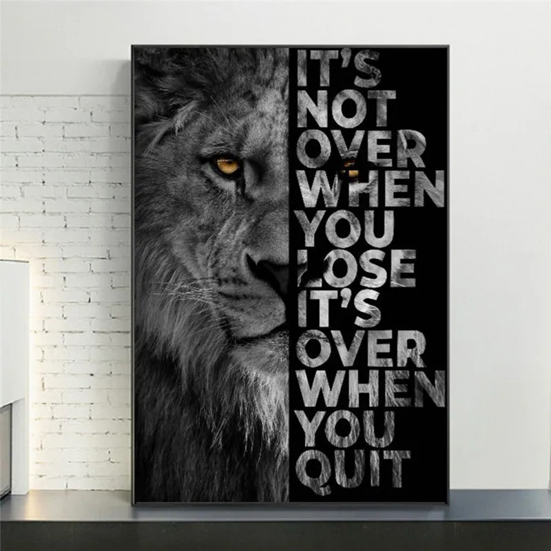 

Black Lion with Inspirational Words Wall Canvas Art Painting Posters And Prints on Canvas Art Picture for Living Room Home Decor