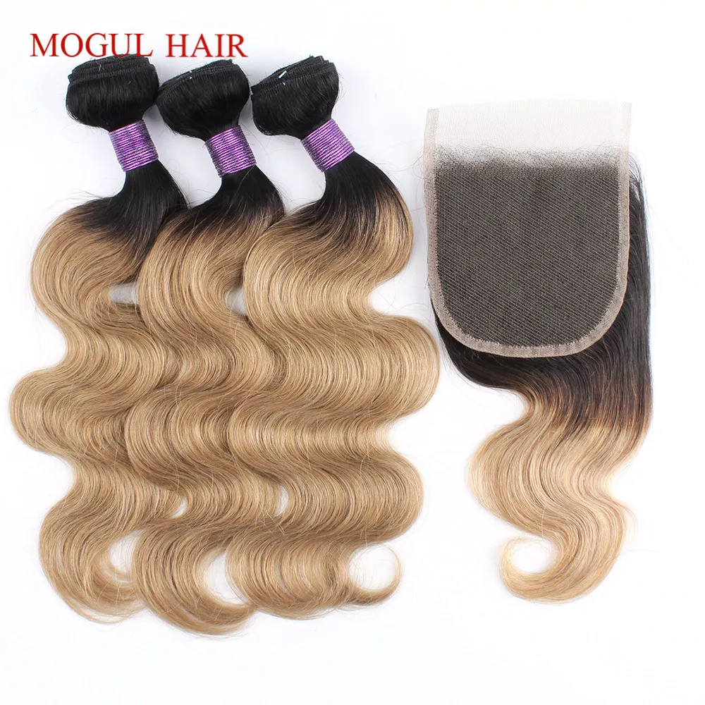 3 пряди волос Mogul с застежкой 200 г/компл. Омбре медовый блонд 1B 27 волнистые волосы 22