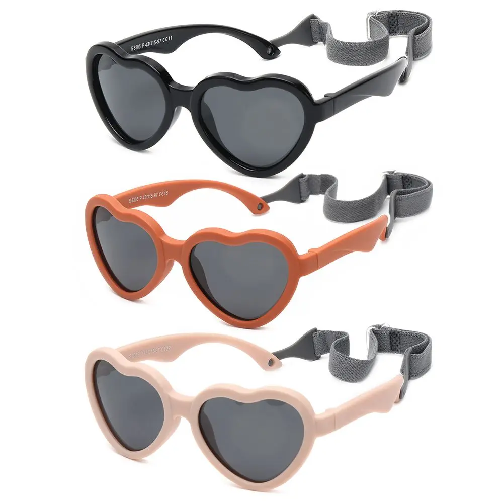 

0-24 Months for Toddler Girls & Boys Heart-Shaped Polarized with Adjustable Strap UV Protection Baby Sunglasses