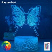 new beautiful butterfly 3d lamp 716 colors changing nightlight amazing visualization optical gifts for girls lovers table decor