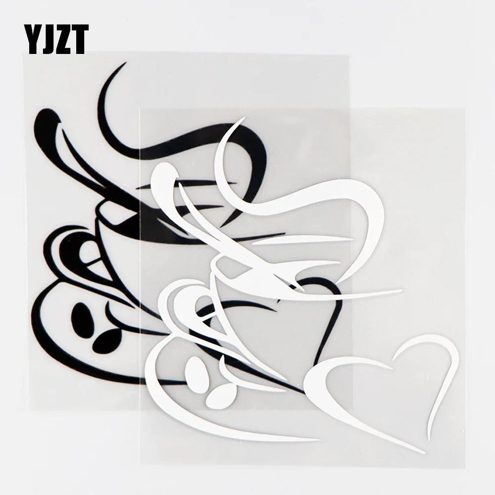 

YJZT, 12,5 × 13,5 см, украшение для корпуса кофе, виниловая наклейка, Водонепроницаемые Красивые автомобильные наклейки, черный/серебристый, 10A-0694