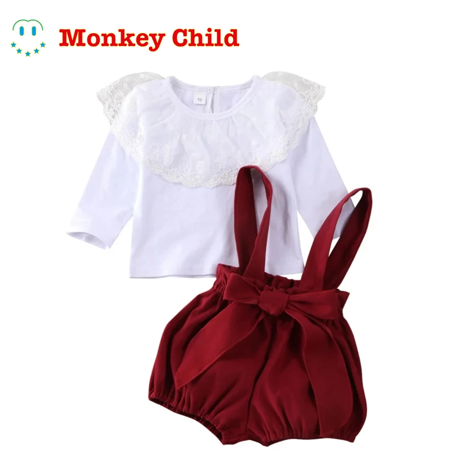 

Girls Autumn And Winter Suit 2022 New Lace Shorts Two Piece Set