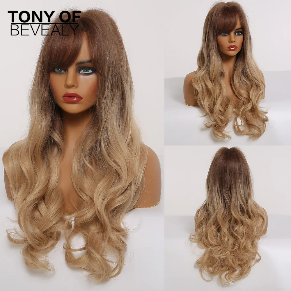 Женские синтетические парики светлого цвета длинные волнистые натуральные